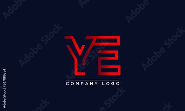 Fototapeta Abstract unique modern minimal alphabet letter icon logo YE