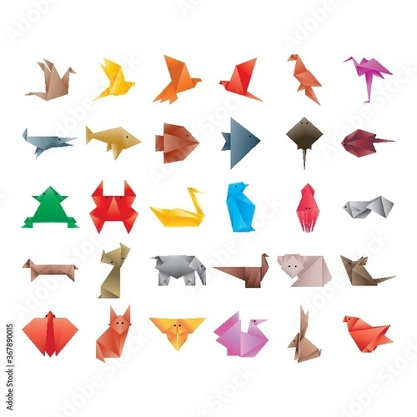 Obraz collection of origami animals
