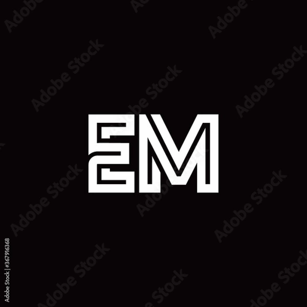 Obraz EM monogram logo with abstract line