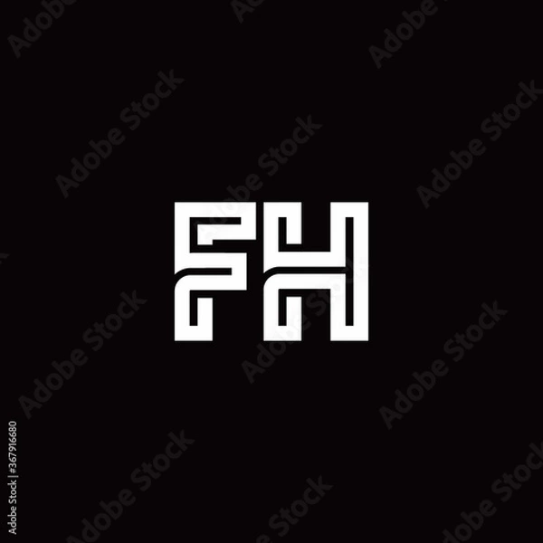 Fototapeta FH monogram logo with abstract line