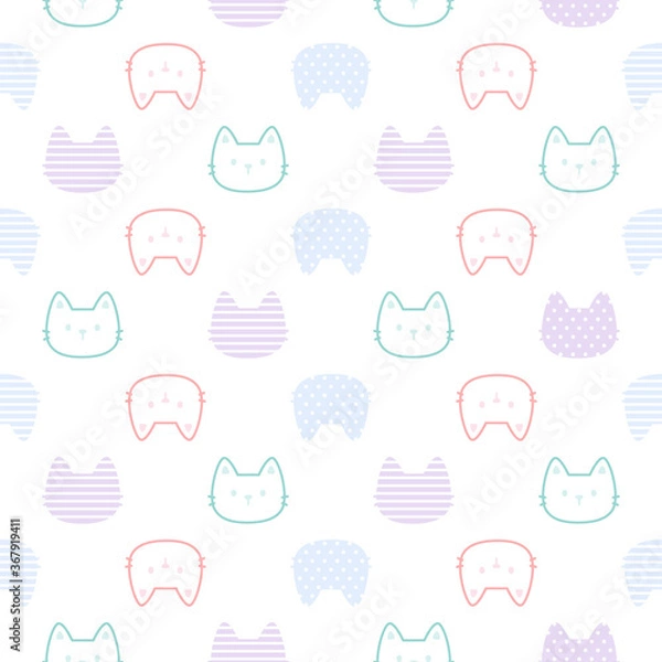 Obraz Cute cat seamless pattern background