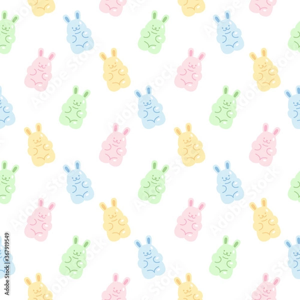 Obraz Cute gummy rabbit jelly candy seamless pattern background