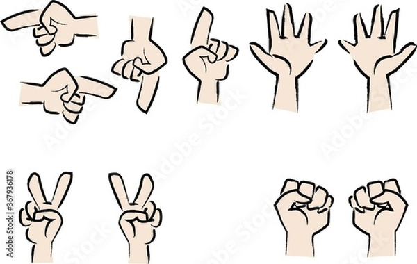 Obraz 手のイラスト矢印ジャンケン