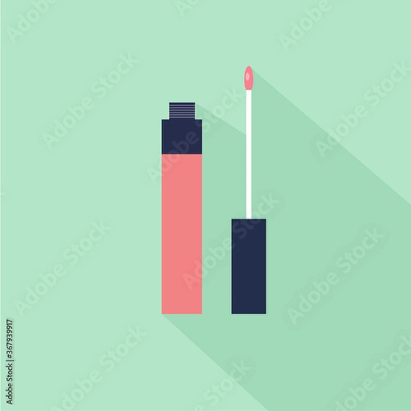 Fototapeta Liptint Cosmetic Design Element Flat Linear Colored on Grey Background with Long Shadow Vector Illustration
