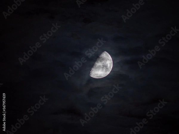 Obraz 薄雲の中の半月