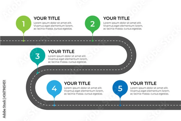 Obraz Navigation map five steps timeline concept