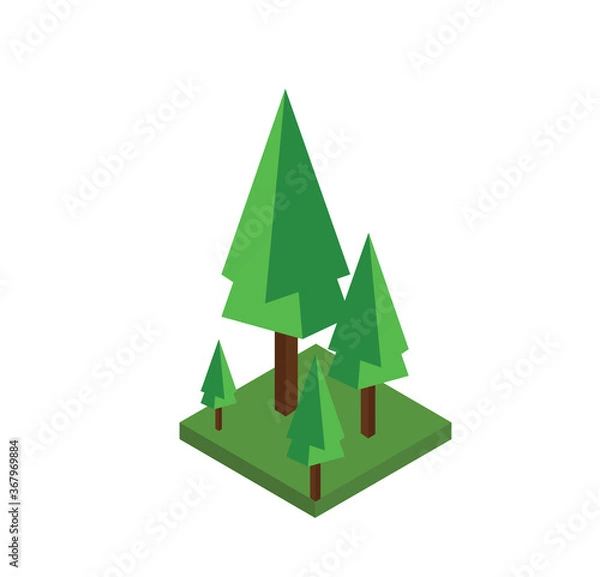 Obraz Pine tree in isometric 3d side view