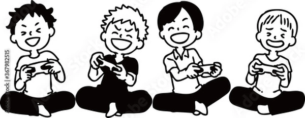 Fototapeta ゲーム　男の子　グループ