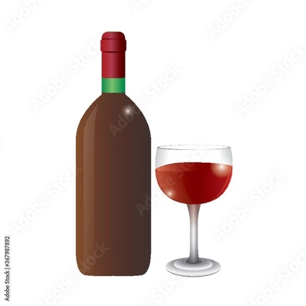 Fototapeta wine glass and bottle