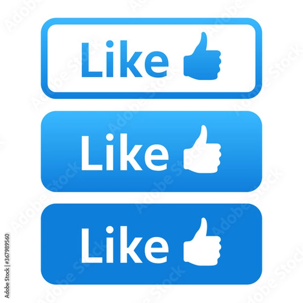 Fototapeta Like icon thumbs up web social media button vector EPS 10