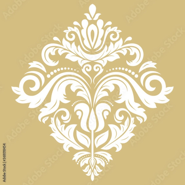 Fototapeta Oriental vector white pattern with arabesques and floral elements. Traditional classic ornament. Vintage pattern with arabesques