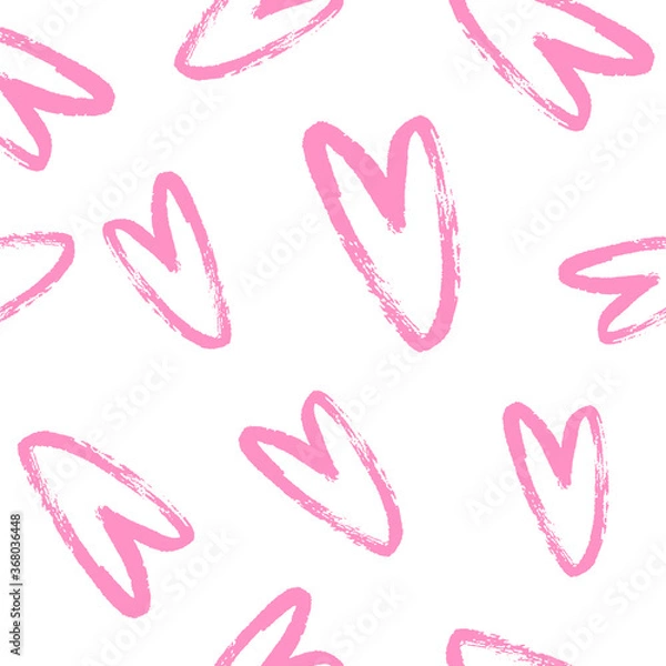 Fototapeta Pink hearts cute trendy seamless pattern with texture. Applicable for paper or textile print, web and other backgrounds.