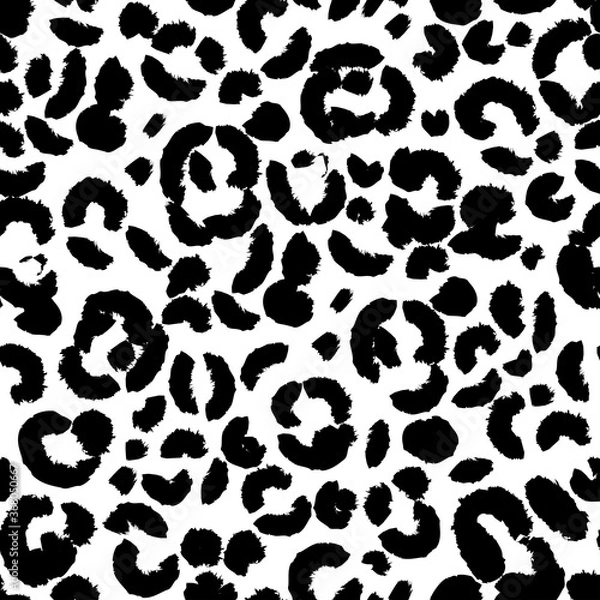 Fototapeta Leopard seamless pattern isolated on white background. Vector illustration.