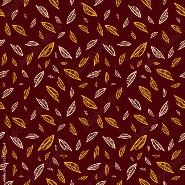 Fototapeta Leaves seamless pattern, poster design template, vector illustration