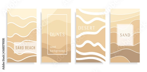Obraz Abstract background sand on a beach or desert with a barchan and dunes of beige color. Template Sand texture with a pattern of wavy lines. Frames for text. Great for covers, fabric prints. Vector.
