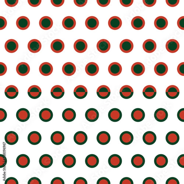 Obraz Seamless red and black circles pattern on white background.