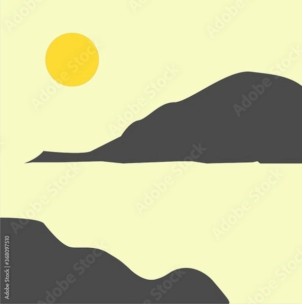 Obraz Scenery landscape illustration with vibrant colors. Modern graphic designs,