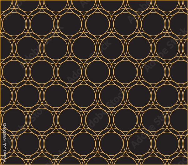 Obraz Orange circles om black background. Geometric pattern. Background design. circles and dashed lines pattern.