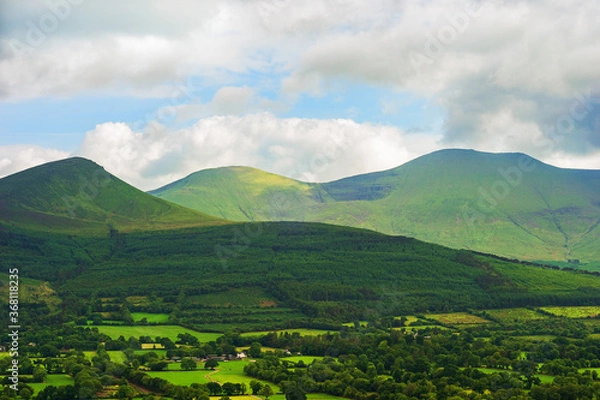 Fototapeta View of Galteemore mountain from Christ the King statue at the Glen of Aherlow, County Tipperary, Ireland.