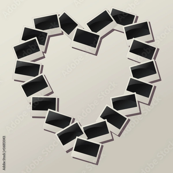 Fototapeta Vector heart shape of empty photos