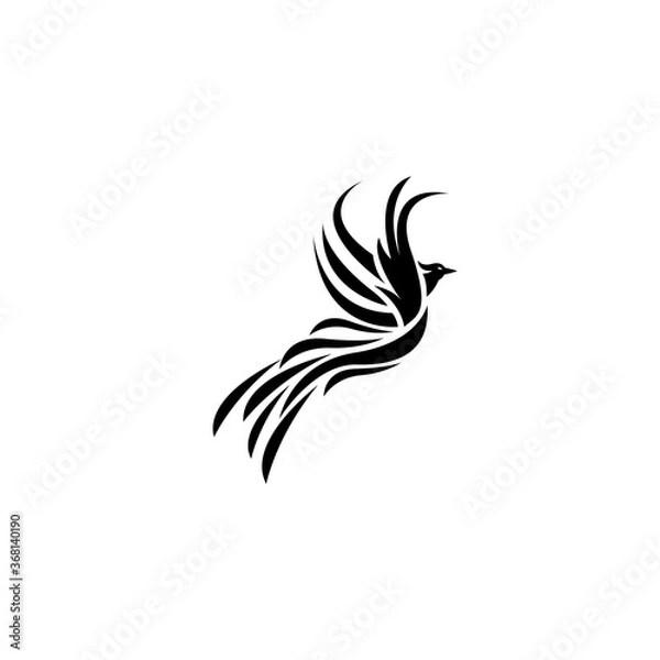 Fototapeta Phoenix bird black simple logo vector