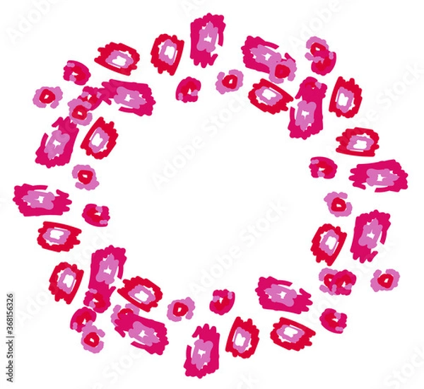 Fototapeta red and pink wreath, illustration, vector art, cheetah spots, leopard, orb, circle pattern, round print, border