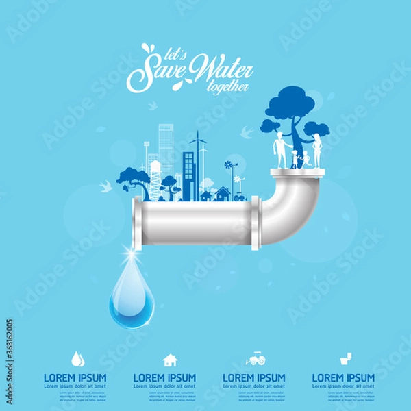 Obraz Save Water Vector Concept Water is Life.