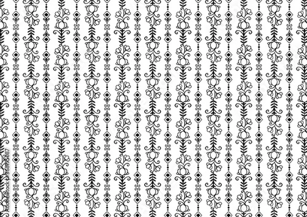 Obraz 花模様パターン01（モノクロ）