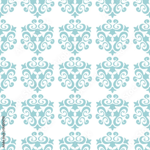 Obraz Floral seamless blue pattern on white background