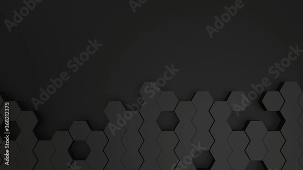 Fototapeta Abstract technological black hexagonal background, Futuristic isometric styles, sci-fi inspired color, 3D patterns  and textures, 3D rendering