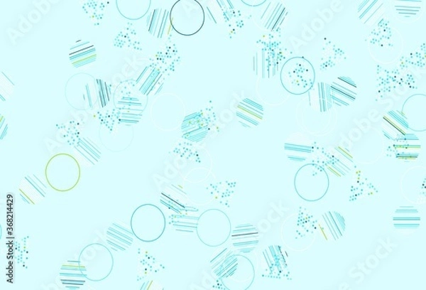 Fototapeta Light Blue, Yellow vector background with triangles, circles.