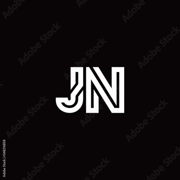 Fototapeta JN monogram logo with abstract line
