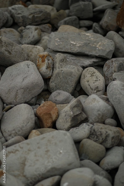 Fototapeta gray sea round stones close-up