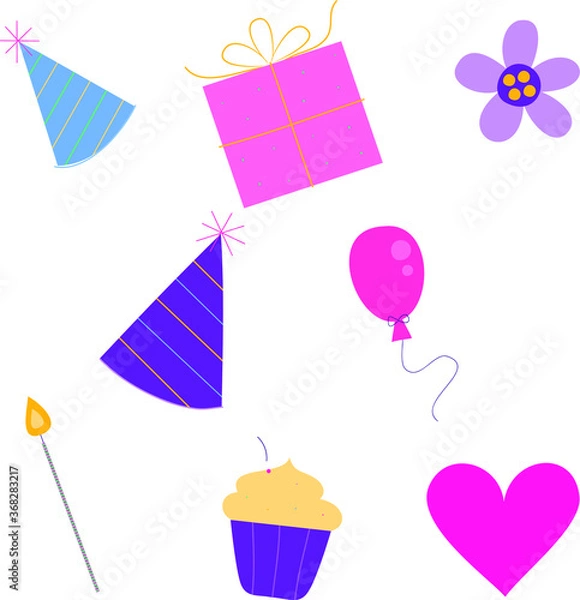 Fototapeta birthday elements vector 