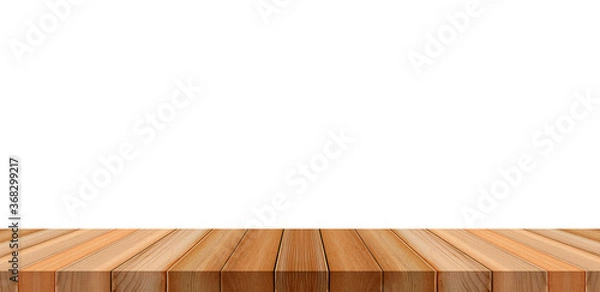 Fototapeta Empty wooden deck table wallpaper background for present product.
