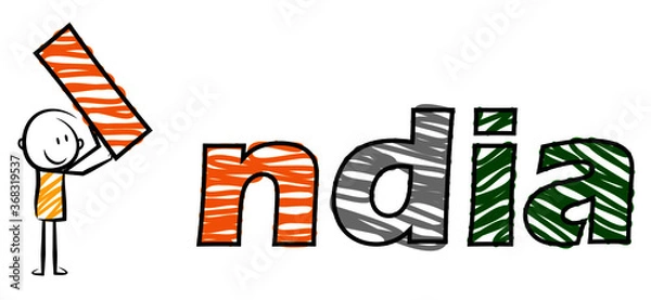 Fototapeta cartoon stickman: 15th august, india, independence day.vector illustration. 