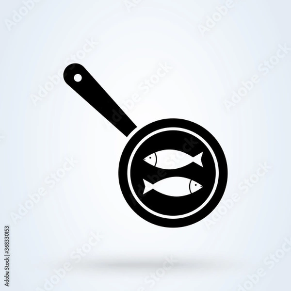 Fototapeta Frying pan fish. vector Simple modern icon design illustration.