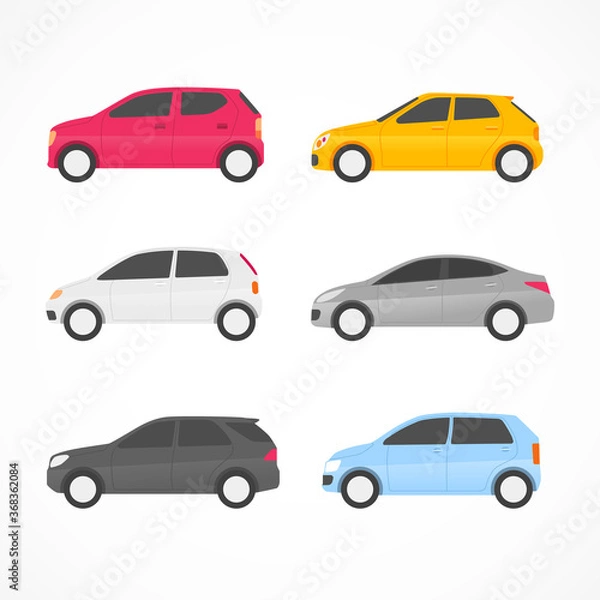 Fototapeta Flat car collection with side view