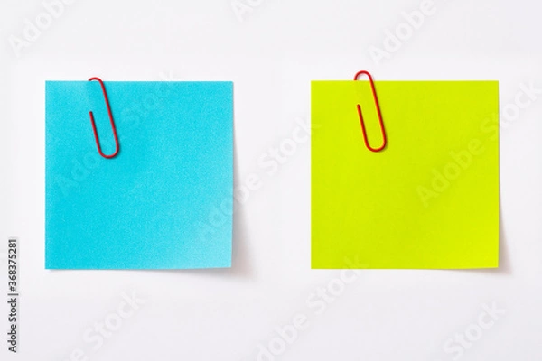 Fototapeta Memo notes with paper clip
