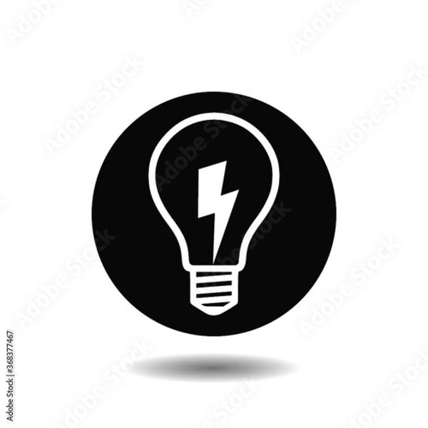 Fototapeta Light bulb with lightning symbol icon with shadow