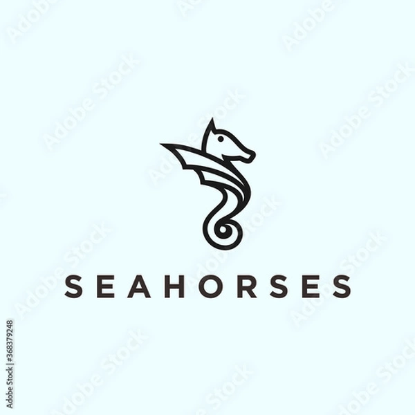 Fototapeta seahorse Logo vector silhouette icon