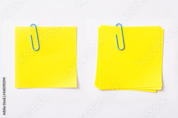 Fototapeta Memo notes with paper clip
