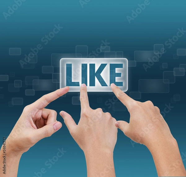 Fototapeta Hand pressing like button