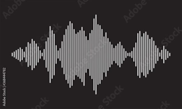 Fototapeta White sound wave equalizer isolated on black background. Abstract music wave, radio signal frequency and digital voice visualisation.
