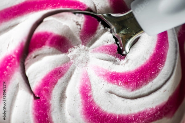Fototapeta Summer dessert with ice cream and jam