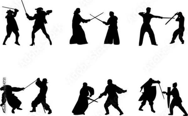 Obraz sword fight silhouettes
