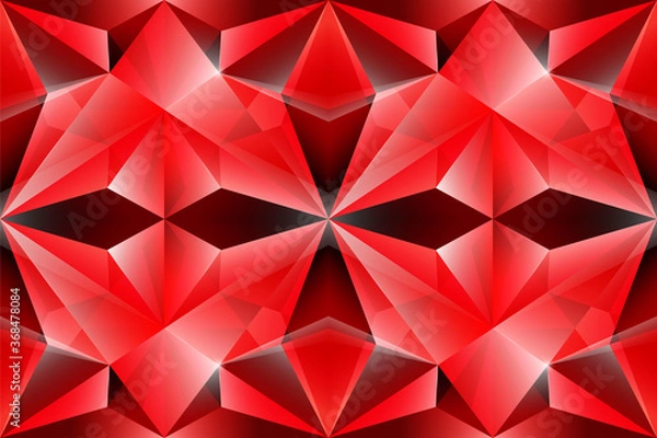 Fototapeta abstract red background with triangles in the form of a bright geometric crystal with highlights