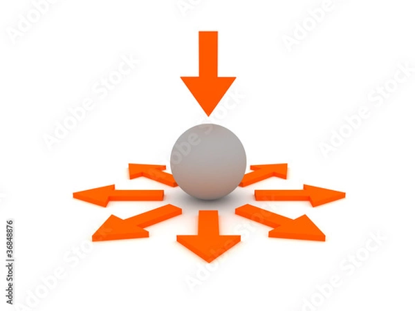 Fototapeta Choice of direction - ball and arrows