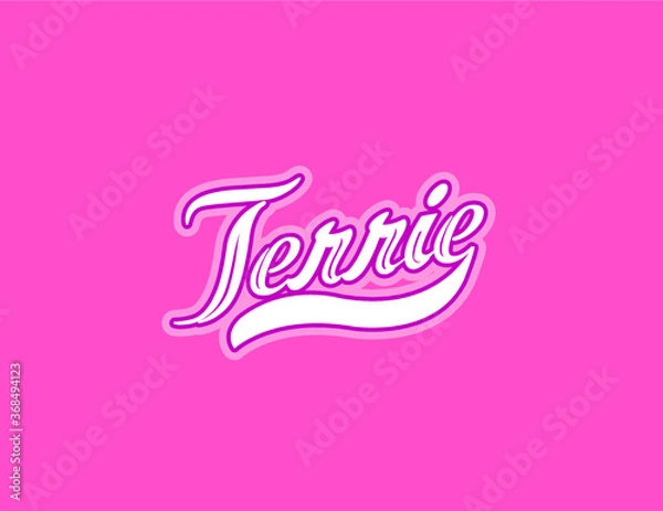 Fototapeta First name Terrie designed in athletic script with pink background