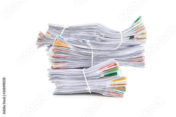 Fototapeta Stack of Documents isolated on white background. Documents pile.